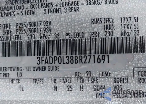 2011 Ford Fusion Hybrid из США, поврежденный, VIN 3FADP0L38BR271691